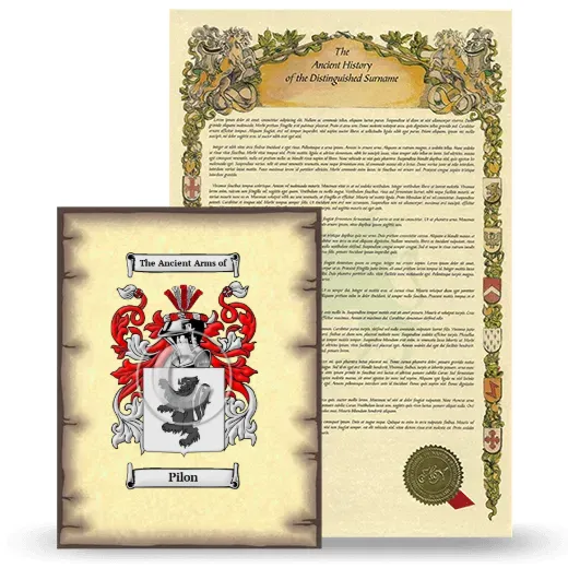 Pilon Coat of Arms and Surname History Package
