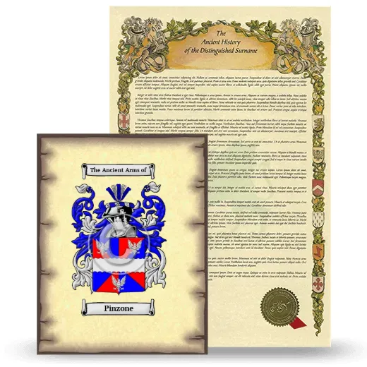 Pinzone Coat of Arms and Surname History Package