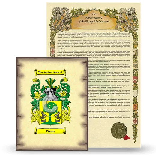 Pizon Coat of Arms and Surname History Package