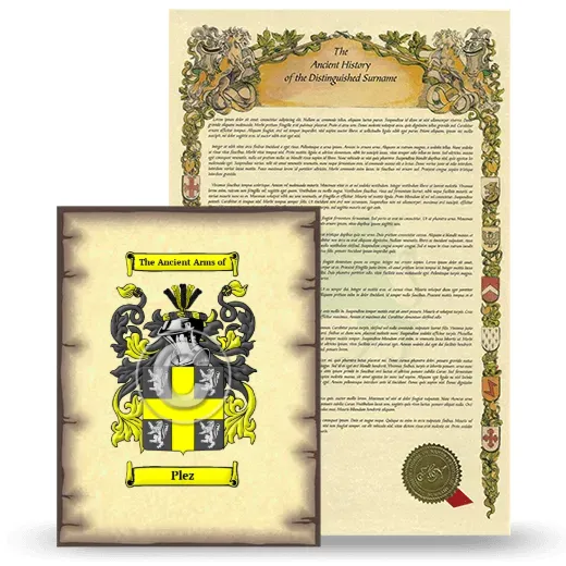 Plez Coat of Arms and Surname History Package