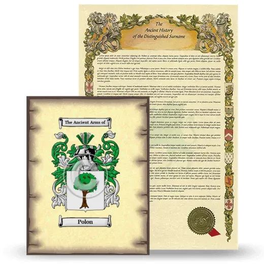 Polon Coat of Arms and Surname History Package
