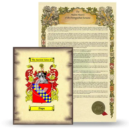 Pops Coat of Arms and Surname History Package