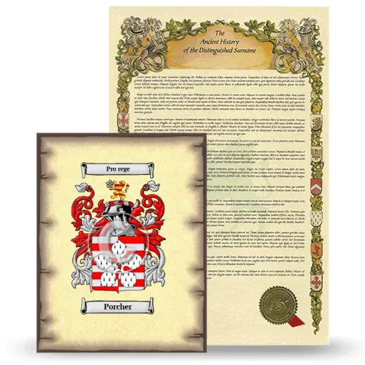 Porcher Coat of Arms and Surname History Package