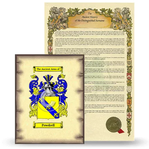 Powdrell Coat of Arms and Surname History Package