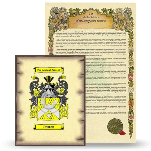 Priston Coat of Arms and Surname History Package