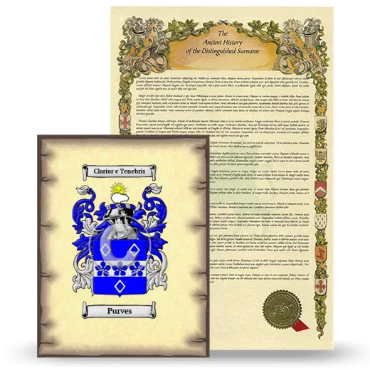 Purves Coat of Arms and Surname History Package