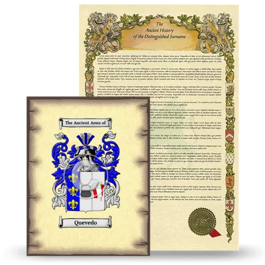 Quevedo Coat of Arms and Surname History Package