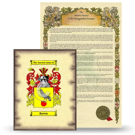 Raven Coat of Arms and Surname History Package