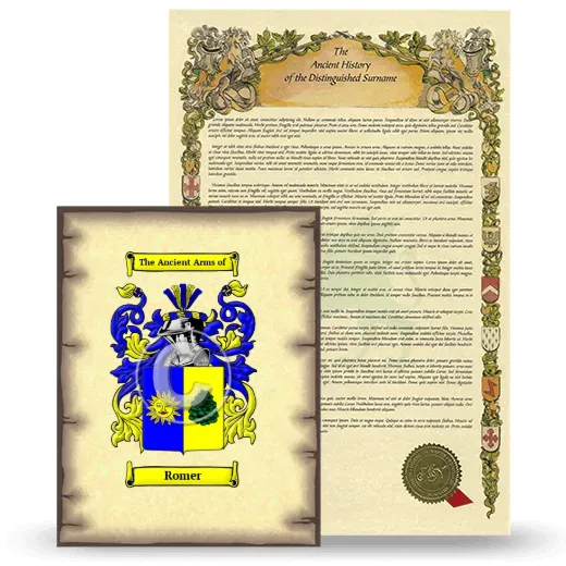 Romer Coat of Arms and Surname History Package