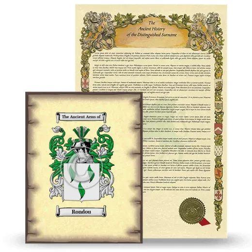 Rondou Coat of Arms and Surname History Package
