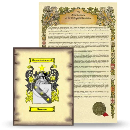 Russon Coat of Arms and Surname History Package