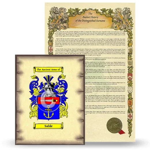 Sable Coat of Arms and Surname History Package