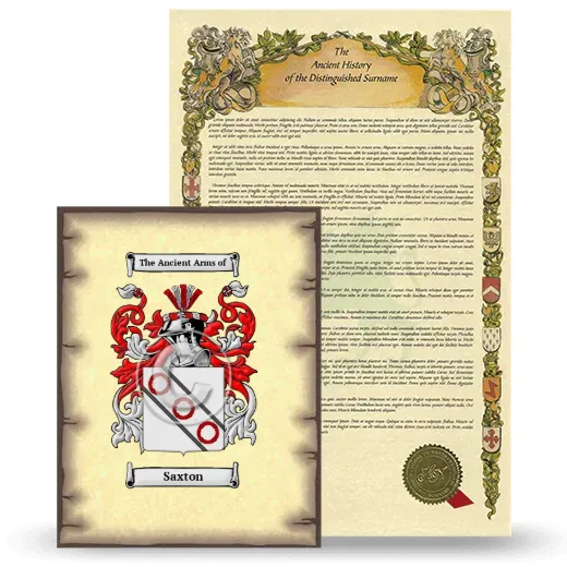 Saxton Coat of Arms and Surname History Package