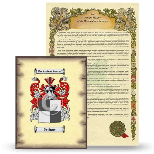 Sevigny Coat of Arms and Surname History Package