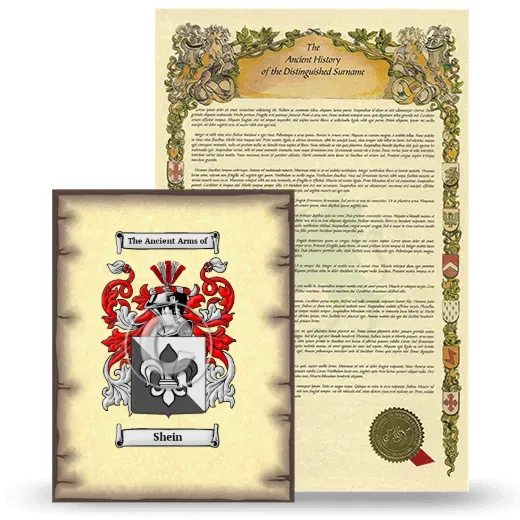 Shein Coat of Arms and Surname History Package