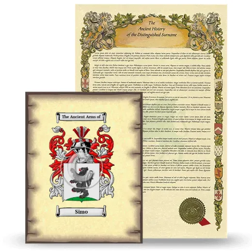 Simo Coat of Arms and Surname History Package