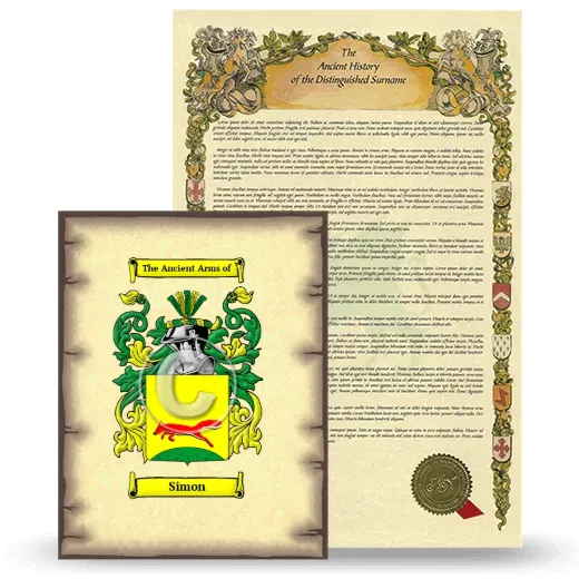 Simon Coat of Arms and Surname History Package