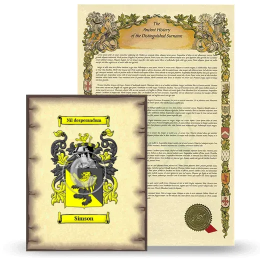 Simson Coat of Arms and Surname History Package
