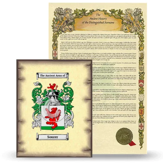 Sourer Coat of Arms and Surname History Package