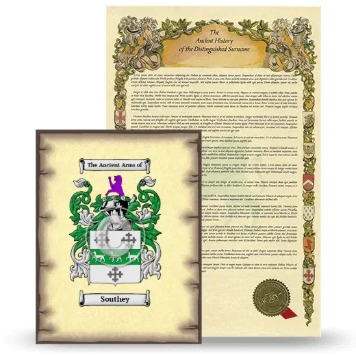 Southey Coat of Arms and Surname History Package