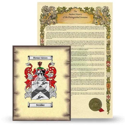 Strider Coat of Arms and Surname History Package