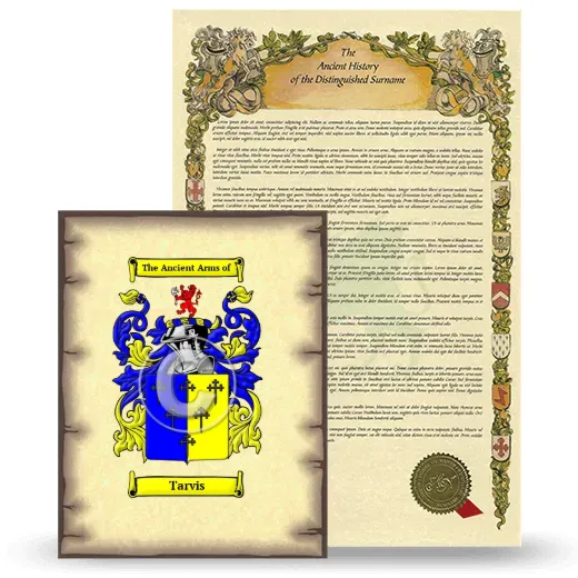 Tarvis Coat of Arms and Surname History Package