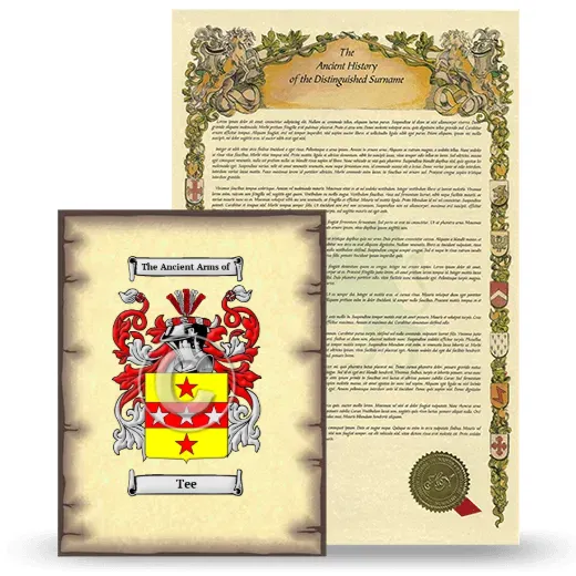 Tee Coat of Arms and Surname History Package