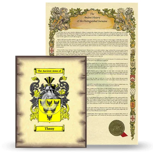 Thany Coat of Arms and Surname History Package