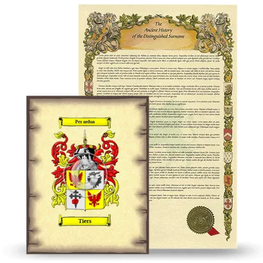 Tiers Coat of Arms and Surname History Package