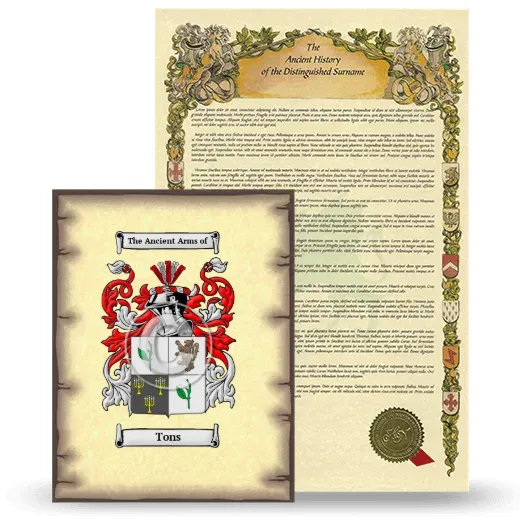 Tons Coat of Arms and Surname History Package
