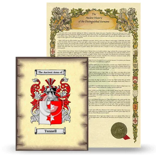 Tunnell Coat of Arms and Surname History Package