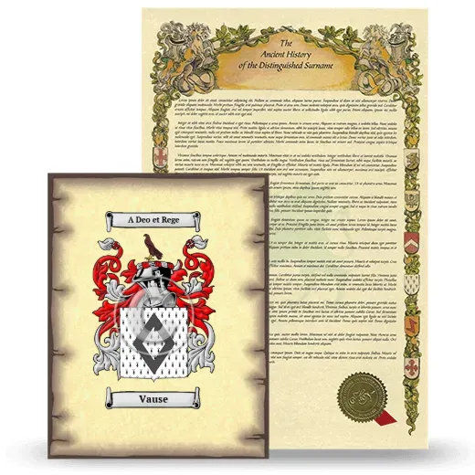 Vause Coat of Arms and Surname History Package