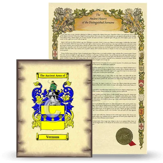 Vernum Coat of Arms and Surname History Package