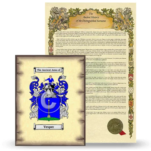 Vesper Coat of Arms and Surname History Package