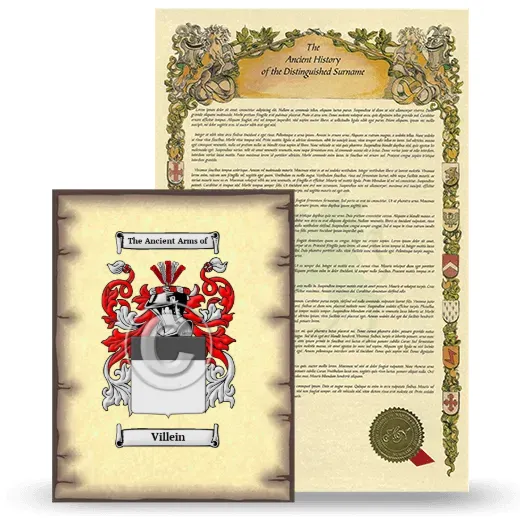 Villein Coat of Arms and Surname History Package