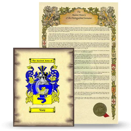 Vrey Coat of Arms and Surname History Package