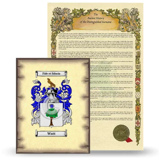 Watt Coat of Arms and Surname History Package