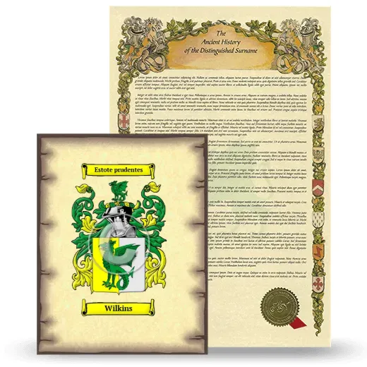 Wilkins Coat of Arms and Surname History Package