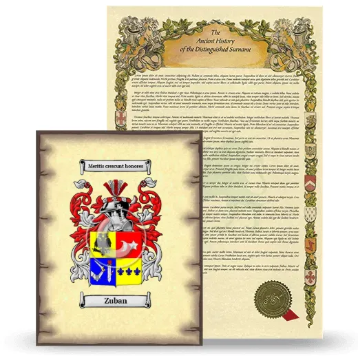 Zuban Coat of Arms and Surname History Package