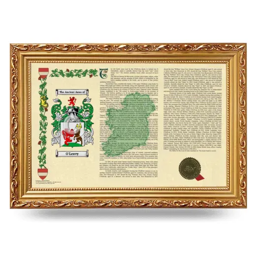 O'Leavy Armorial Landscape Framed - Gold