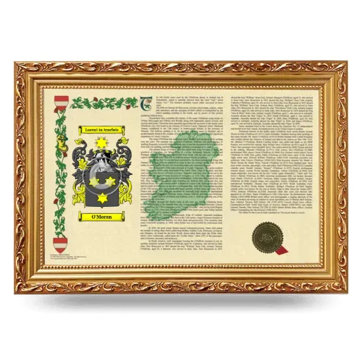 O'Moran Armorial Landscape Framed - Gold