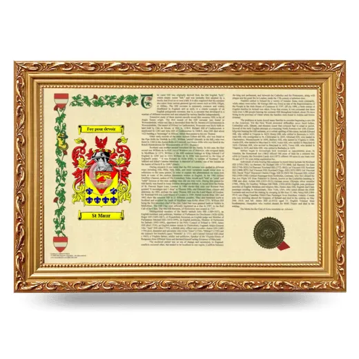 St Maur Armorial Landscape Framed - Gold