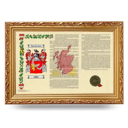 Akins Armorial Landscape Framed - Gold