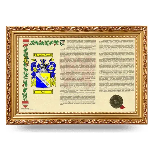 Arzt Armorial Landscape Framed - Gold
