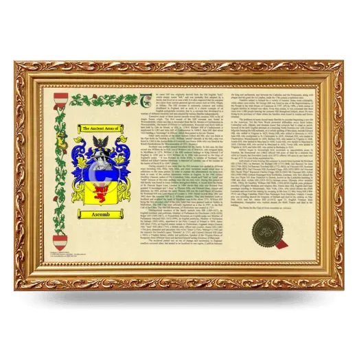 Ascomb Armorial Landscape Framed - Gold