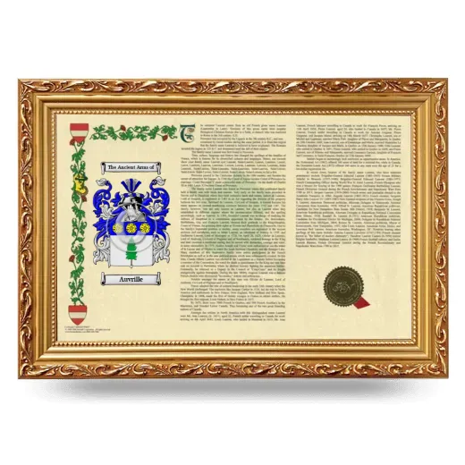 Auvrille Armorial Landscape Framed - Gold