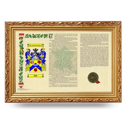 Bale Armorial Landscape Framed - Gold
