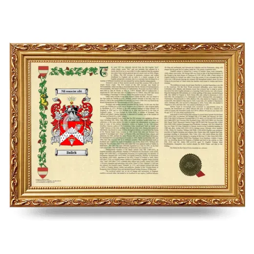 Balick Armorial Landscape Framed - Gold