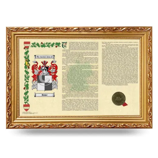 Bame Armorial Landscape Framed - Gold
