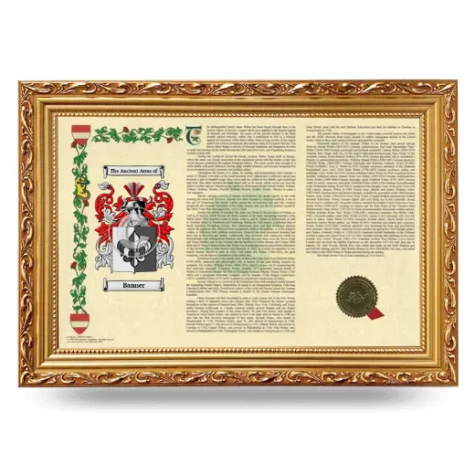 Banner Armorial Landscape Framed - Gold
